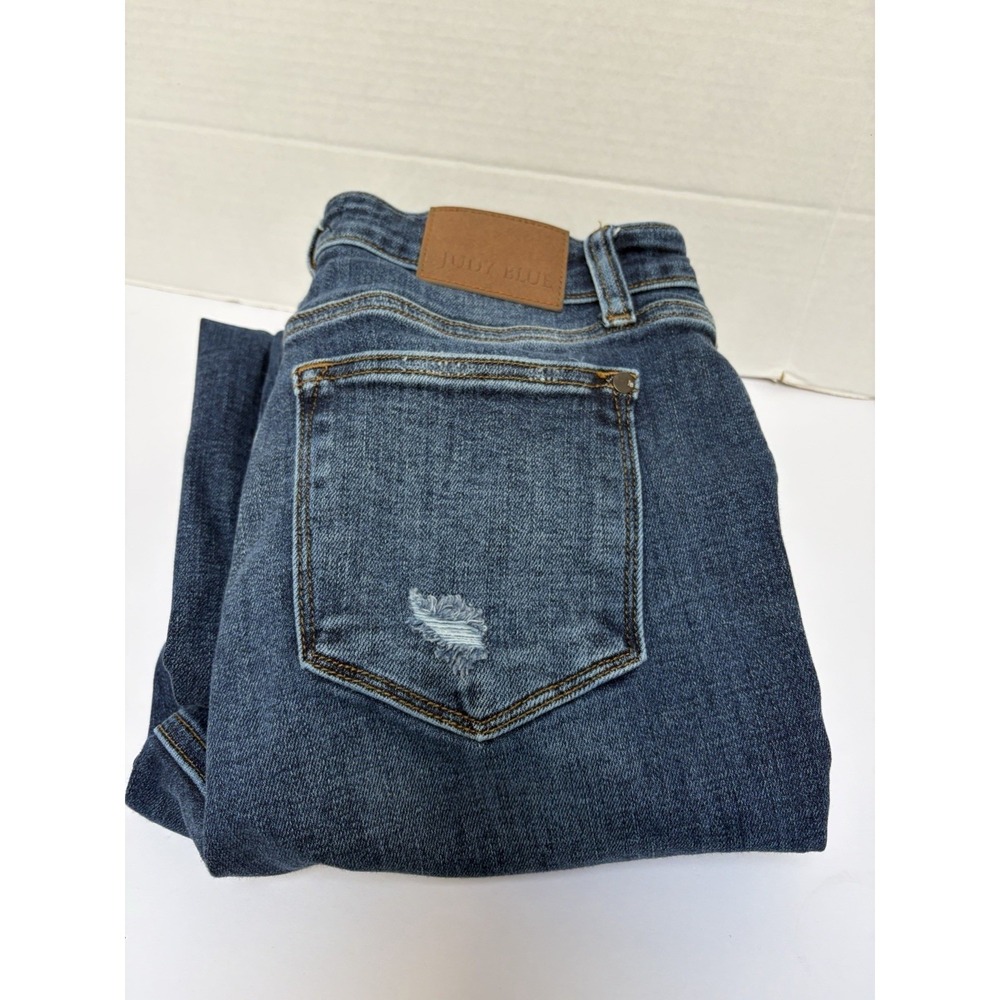 Judy Blue Hi-Rise 90's Straight Jeans Destroyed‎ Knees Size 5/27 Style #82592